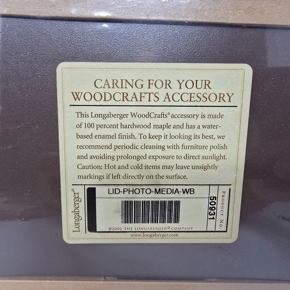 Longaberger WoodCrafts Hardwood Maple Photo Media Basket Lid Only No. 50931 Wood